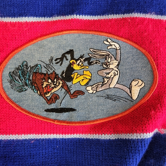 Vintage 90s Warner Bros Embroidered Dog Vest Dog Clothes Sweater Pets 1990s - Picture 2 of 7